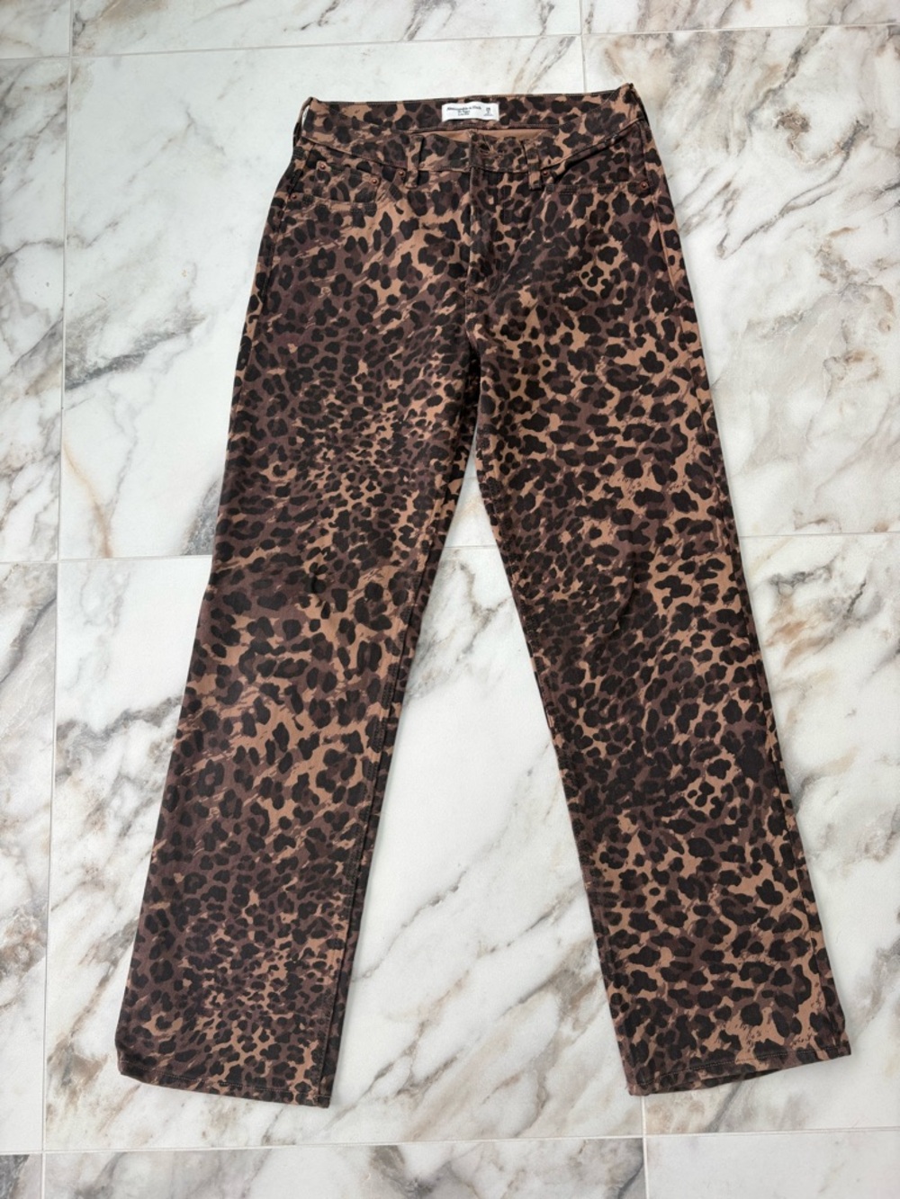 Abercrombie & Fitch Women’s Leopard Print Boyfriend Jeans - Brown/Black - Picture 8 of 12
